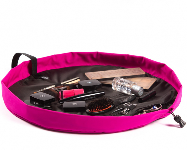 Open flat lay makeup bag large, pink